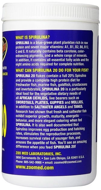 Zoo Med Spirulina 20 Fish Food 2 Zoo Med Spirulina 20 Fish Food - Image 2