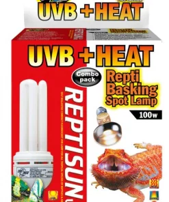 Zoo Med UVB + Heat Reptisun 5.0 26W UVB & Repti 100W Basking Spot Lamp Reptile Terrarium Combo Pack