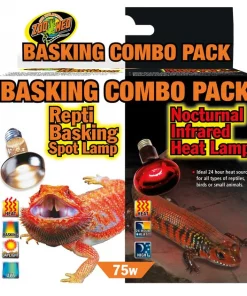 Zoo Med Repti Basking Spot Lamp & Nocturnal Infrared Heat Lamp Reptile Terrarium Basking Combo Pack
