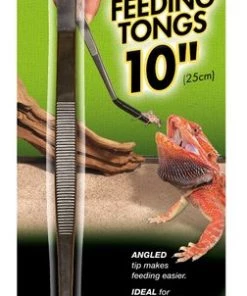 Zoo Med Angled Stainless Steel Reptile Feeding Tongs, 10-in
