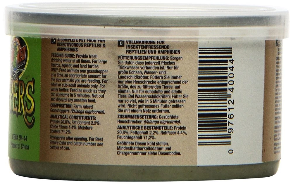 Zoo Med Jumbo Can O' Grasshoppers Reptile & Bird Food 2 Zoo Med Jumbo Can O' Grasshoppers Reptile & Bird Food - Image 2