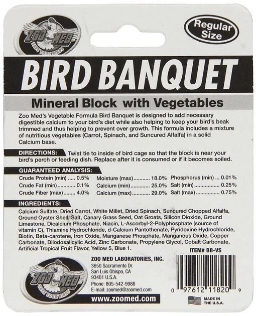 Zoo Med Bird Banquet Vegetable Formula Mineral Block Beak Conditioner 2 Zoo Med Bird Banquet Vegetable Formula Mineral Block Beak Conditioner - Image 2